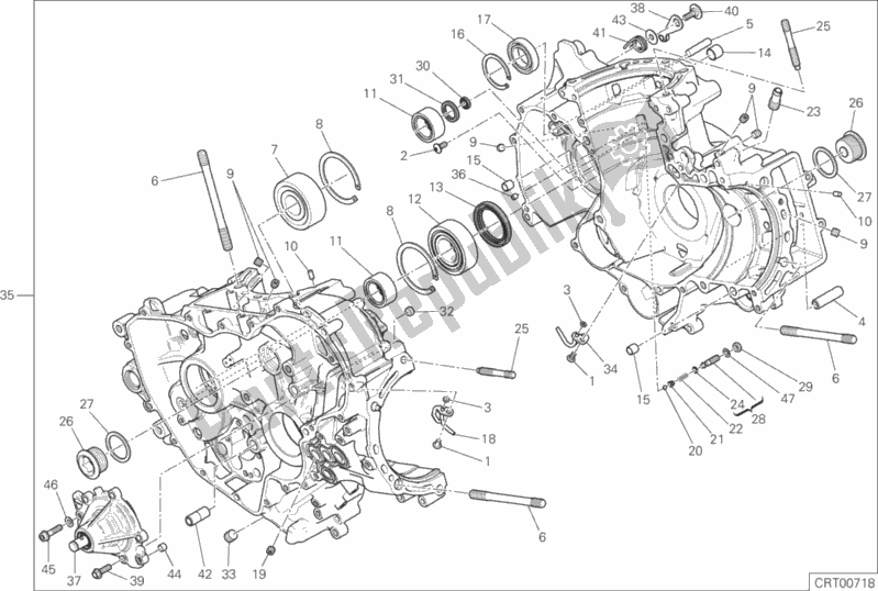 Alle onderdelen voor de 010 - Paar Halve Carters van de Ducati Superbike Panigale R USA 1199 2017